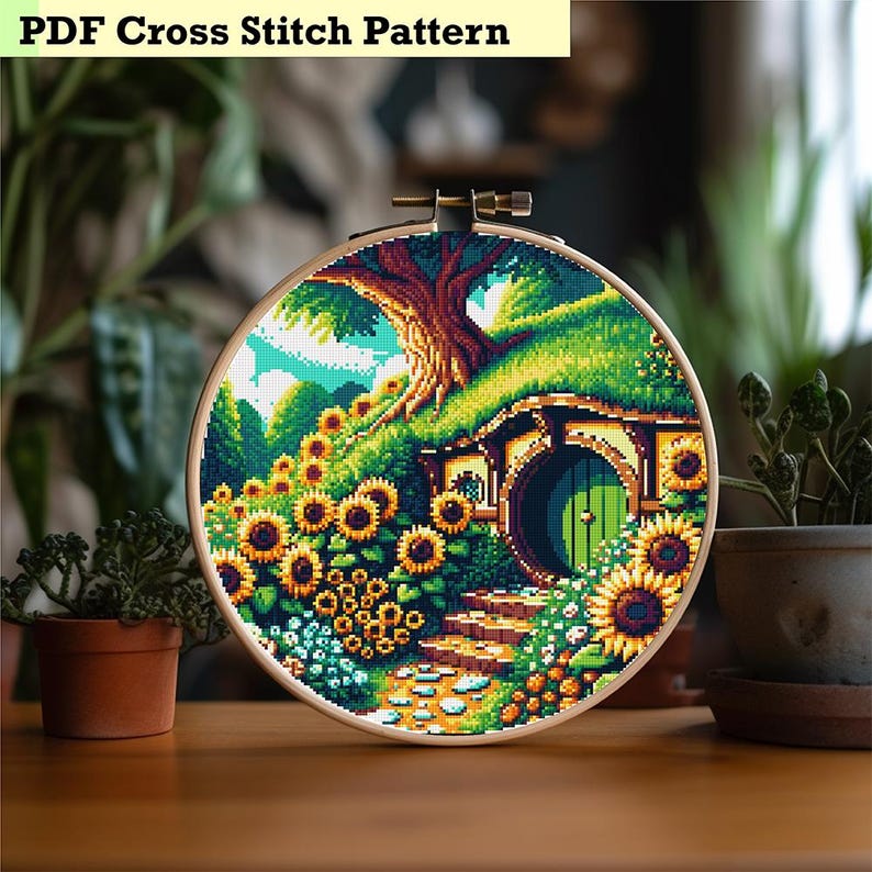 Verano en la Comarca - Patrón de punto de cruz decorativo imagen 1