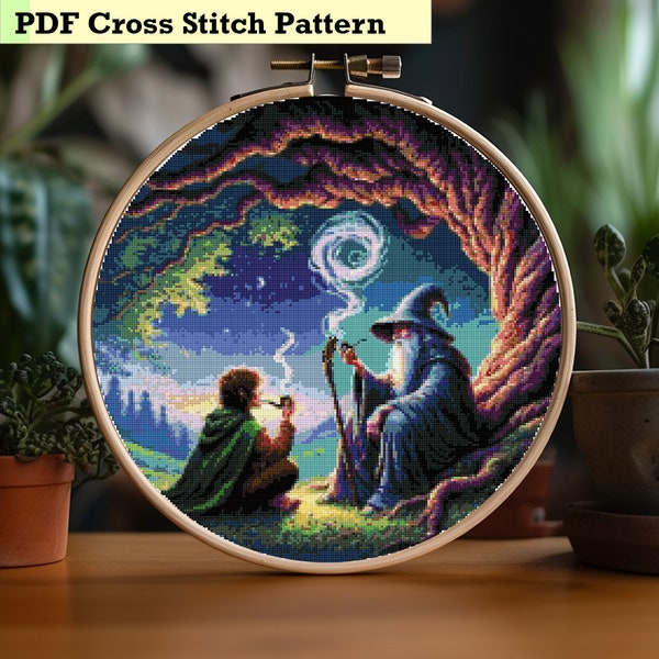 Talking with a Wizard - Cross Stitch Pattern Decor