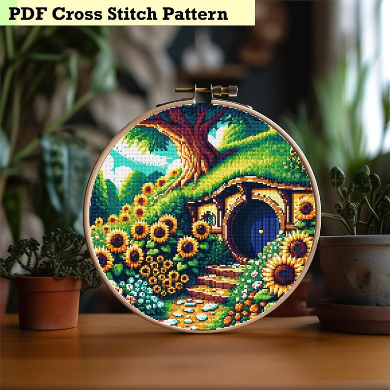 Verano en la Comarca - Patrón de punto de cruz decorativo imagen 2