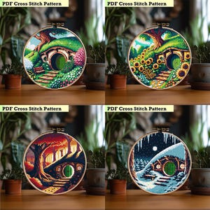 Pacchetto "Stagioni nella Contea" - Schema punto croce per decorazioni