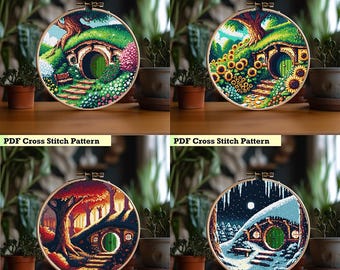 Paquete "Estaciones en la Comarca": Decoración con patrones de punto de cruz
