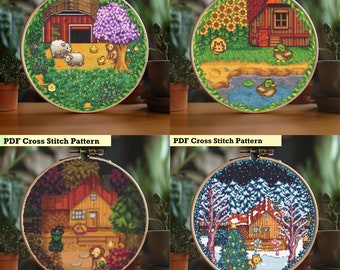 Seasons in the Valley Bundle - Cross Stitch Pattern Decor for Christmas