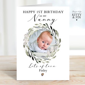 1st Birthday as Nanny, Grandma, Nanna etc Birthday Photo Personalised Greeting Card