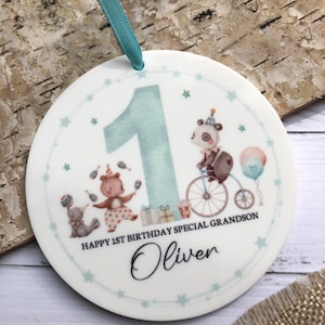 Son, Grandson, Nephew 1st Birthday Boy Personalised Keepsake Plaque, Greeting Card Option