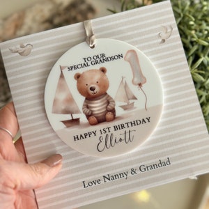 Son, Grandson, Nephew 1st Birthday Personalised Keepsake Greeting Card