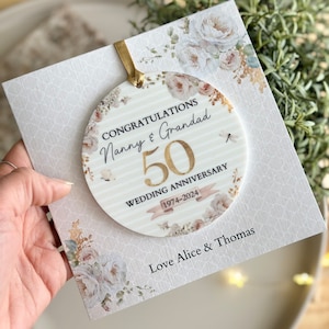 Tarjeta de felicitación personalizada de recuerdo para el aniversario de oro