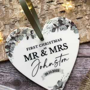 2023 Personalised First Christmas Married Christmas Acrylic Tree Decoration, WITH GIFT BAG