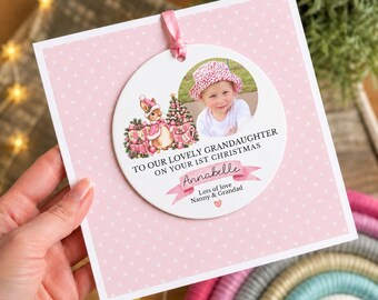 Granddaughter, Niece Any Relation, First Christmas Card with Tree Decoration