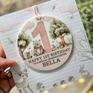1st Birthday Pink Woodland Personalised Keepsake Gift Greeting Card , Daughter, Granddaughter, Niece or ANY RELATION