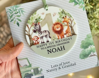 1st Birthday Safari Gift Personalised Detachable Keepsake Gift Greeting  Card Son, Daughter, Grandson, Granddaughter, ANY RELATION