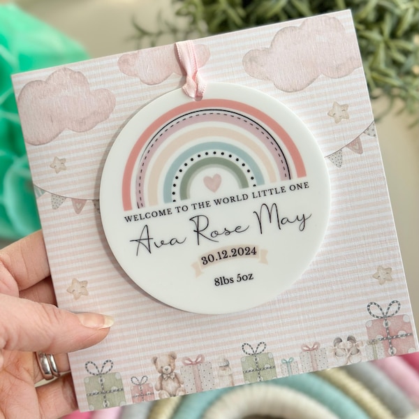 New Baby Rainbow Personalised Keepsake Greeting Card