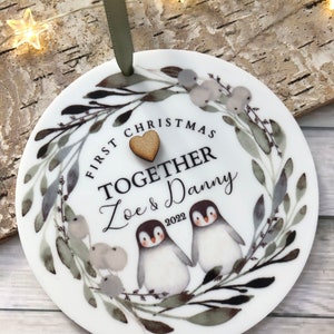 Personalised First Christmas Together, Couple, Christmas Acrylic Tree Decoration, WITH GIFT BAG