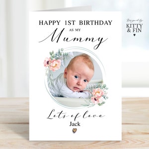 1st Birthday as Mummy or ANY RELATION Photo Personalised Greeting Card