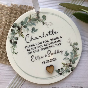 Bridesmaid, Flower Girl, Maid of honour Personalised Hanging Keepsake