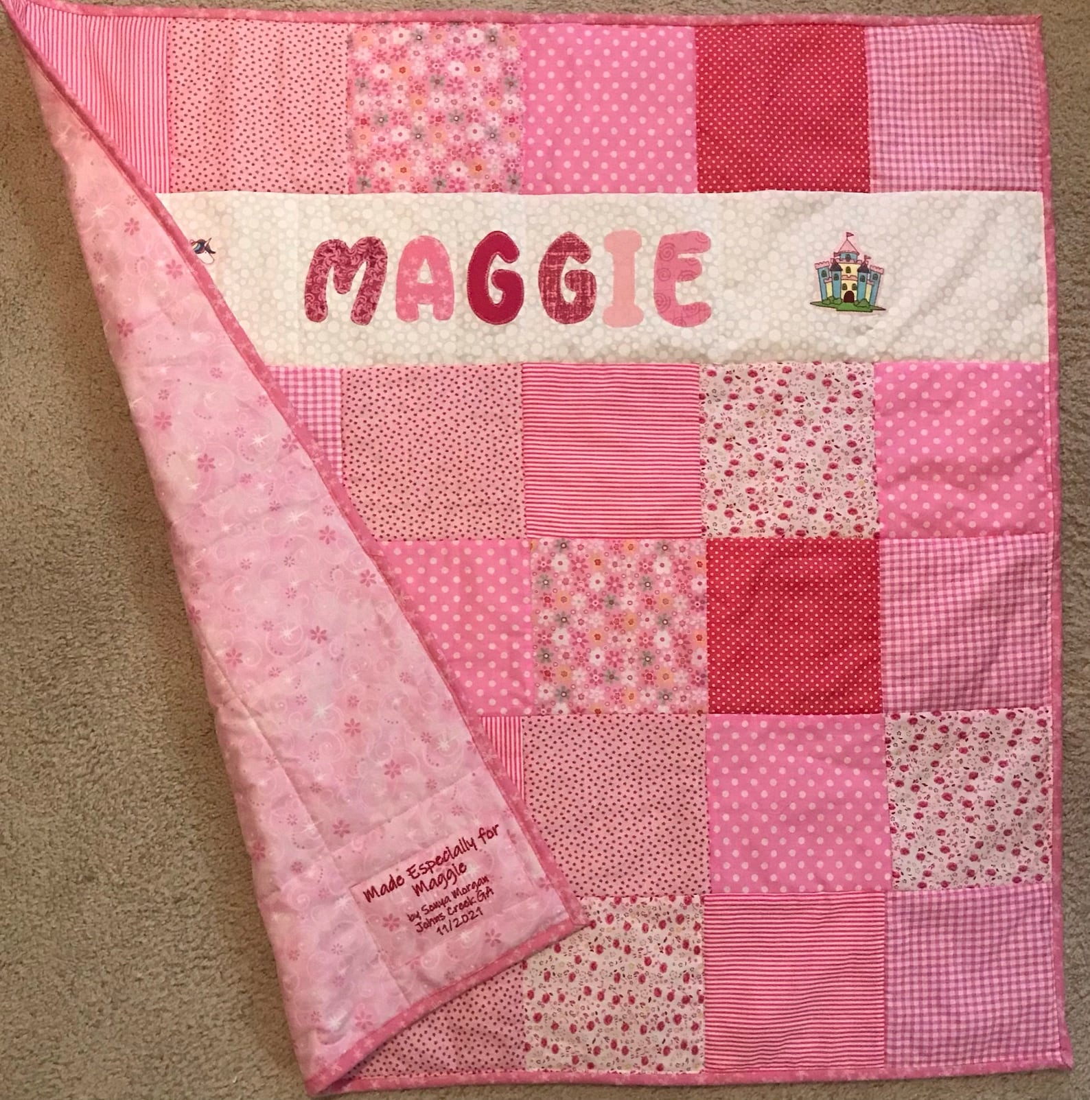 Baby Quilt Personalized With Name Applique 100 Cotton Baby Etsy