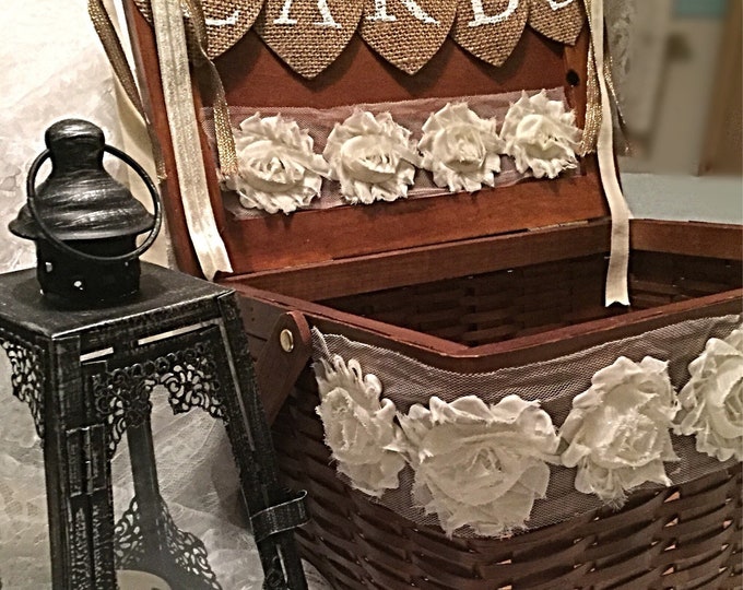 Picnic Basket Card Holder Rustic Card Box Outdoors Wedding Etsy