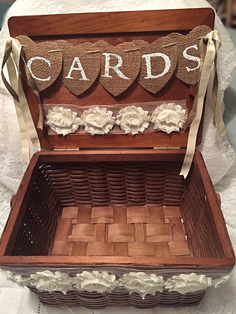 Picnic basket card holder Rustic card box Outdoors wedding Etsy