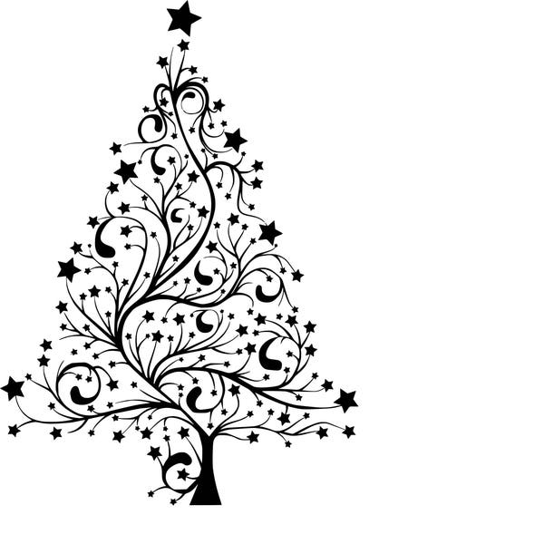 Swirl Star Christmas Tree SVG cutting file