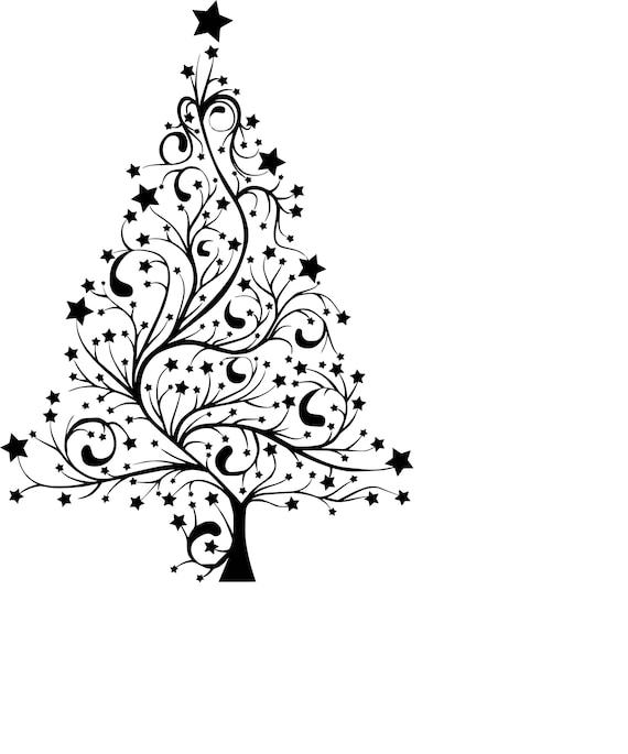 Download Swirl Star Christmas Tree Svg Cutting File Etsy