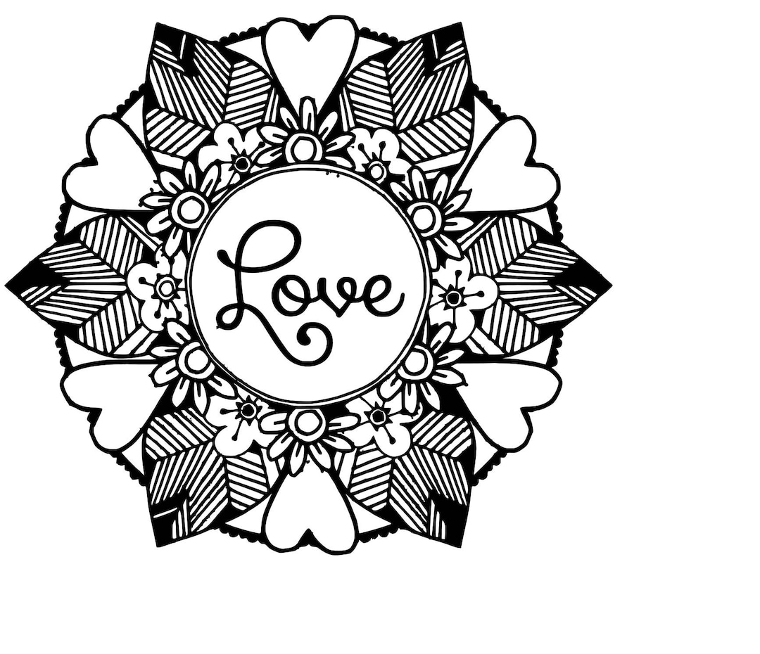 Love Heart and Flowers Mandala SVG Cutting File - Etsy