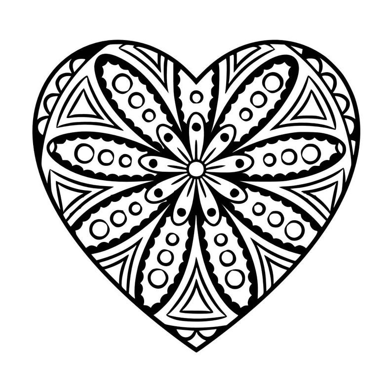 Heart Flower Mandala SVG Cutting File | Etsy