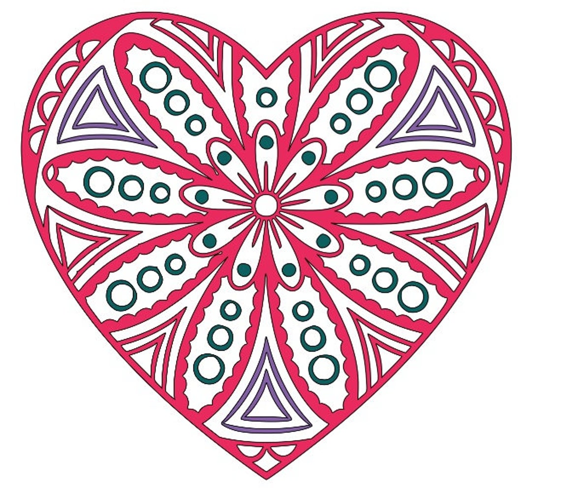 Download Heart flower mandala SVG cutting file | Etsy