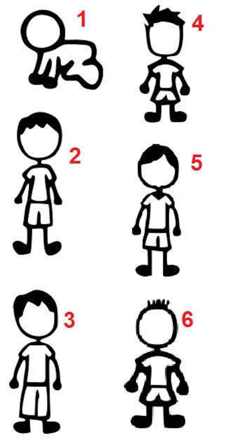 Boys Stick Figure Svg Cutting Files 6 Total Etsy