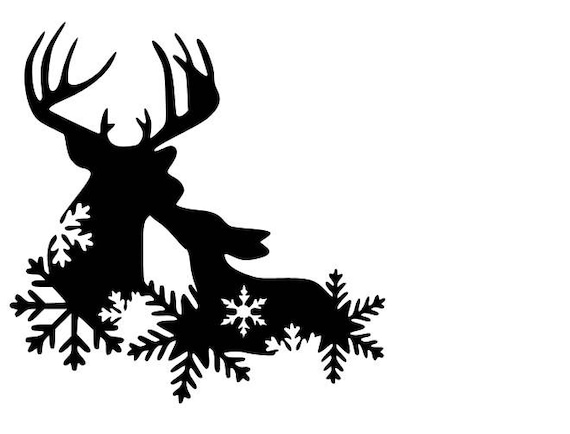 Deer Couple With Snowflakes Svg Cutting File Etsy