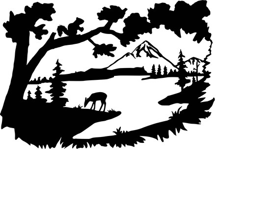 Free Free 299 Mountain Deer Scene Svg SVG PNG EPS DXF File