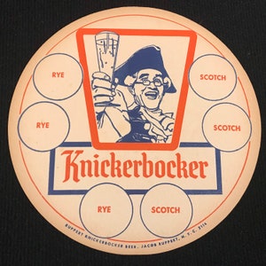 Jacob Ruppert, Jr’s, “The Colonel,” Ruppert Knickerbocker Beer Brooklyn N.Y.C. Beer Tray Advertising Mat; Patriotic Red White & Blue Coaster