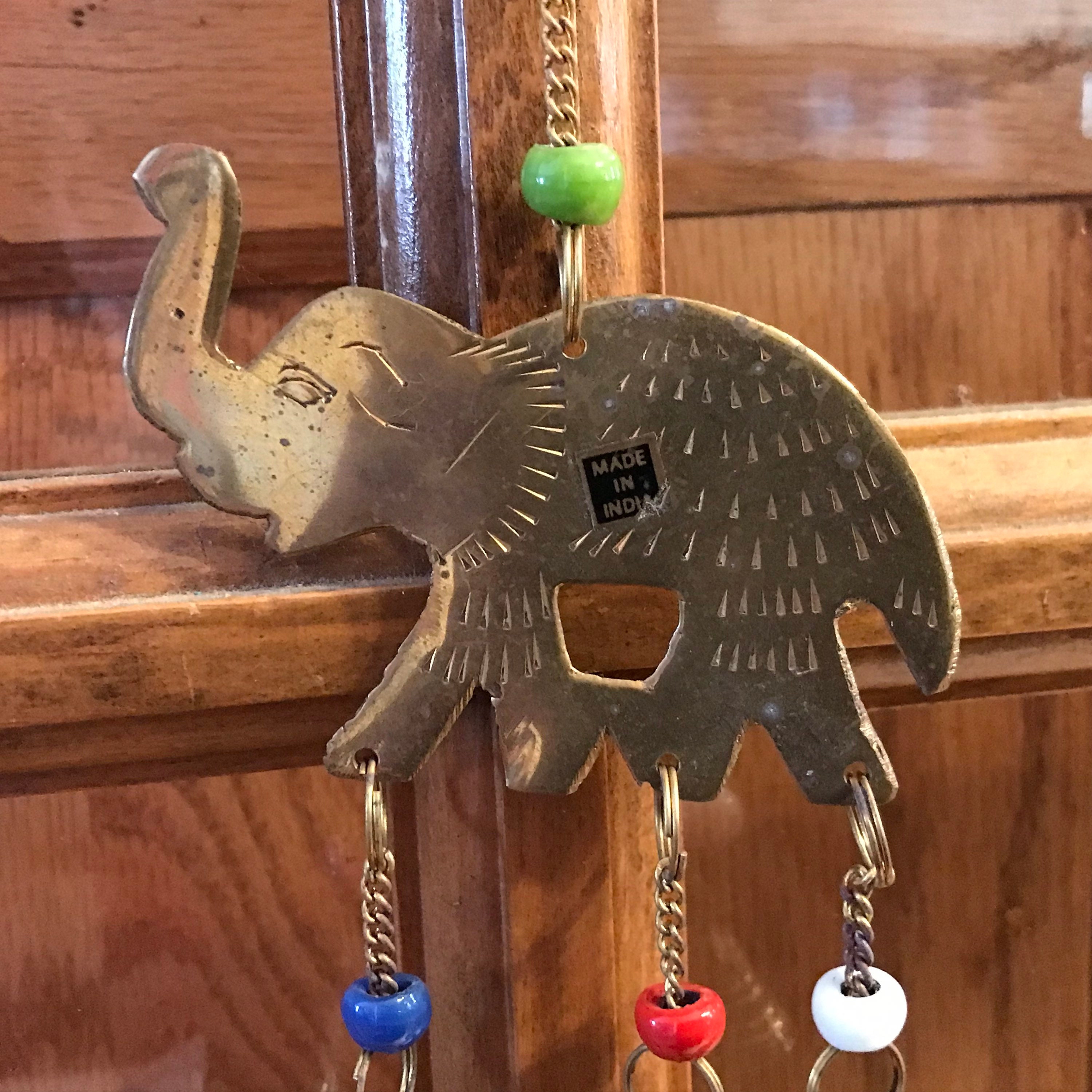 Indian String Of 5 Elephants Door Wall Hanging Decoration With Bell Chime 