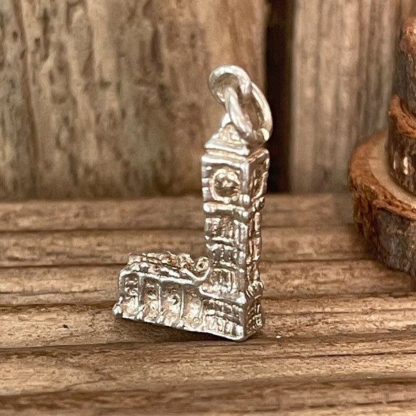 Vintage Silver Houses of Parliament Charm | Big Ben Clock London Landmark Jewellery | Necklace Bracelet Pendant | Tourist Politics Souvenir