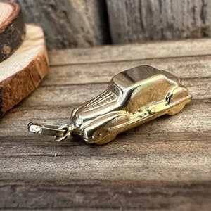 Vintage 9ct Gold Sportwagen Anhänger, 1975 Hallmarked London Oldtimer, Retro Halskette Armband Anhänger, Sammler Mechaniker Fahrer Geschenk