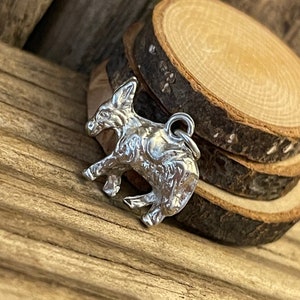 Vintage Solid Silver Little Donkey Charm | 1970s Farm Christmas Animal | 3D Bracelet Necklace Pendant | Ass Jack Horse | Birthday Gift Her