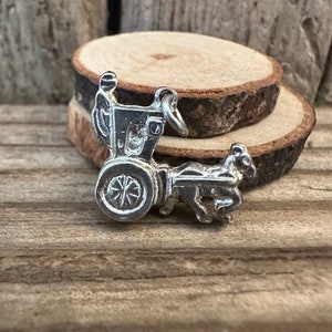 Vintage Massiv Silber Pferdekutsche Charme | Taxi Taxi | Armband-Anhänger | Reise-Transport-Fahrer-Geburtstags-Geschenk