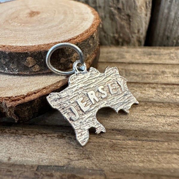 Vintage Sterling Silver Jersey Charm | Channel Island Country Jewellery | Necklace Bracelet Pendant | Map Travel Tourist Souvenir Gift