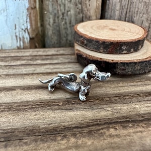Vintage Solid Silver Dachshund Pendant, Bracelet Necklace Jewellery, Long Sausage Hot Dog Doggie Puppy Lover Charm, Walker Birthday Gift