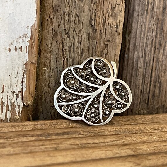 Vintage Solid Silver Leaf Brooch | Hallmarked 835… - image 3