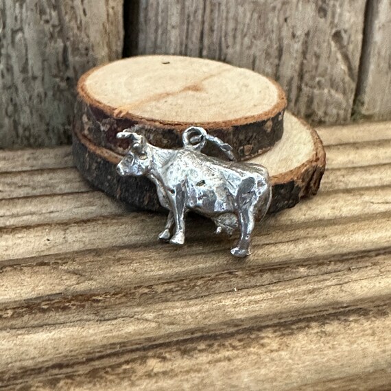 Vintage Solid Silver Dairy Cow Charm | Milk Beef … - image 3