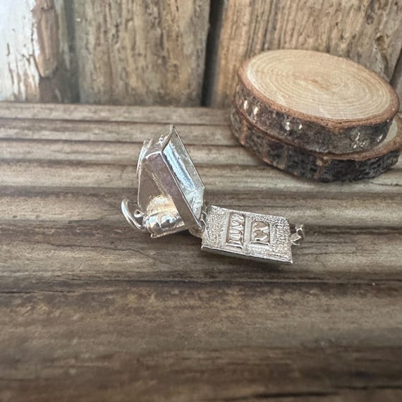 Vintage Solid Silver Opening Telephone Charm, Tra… - image 8