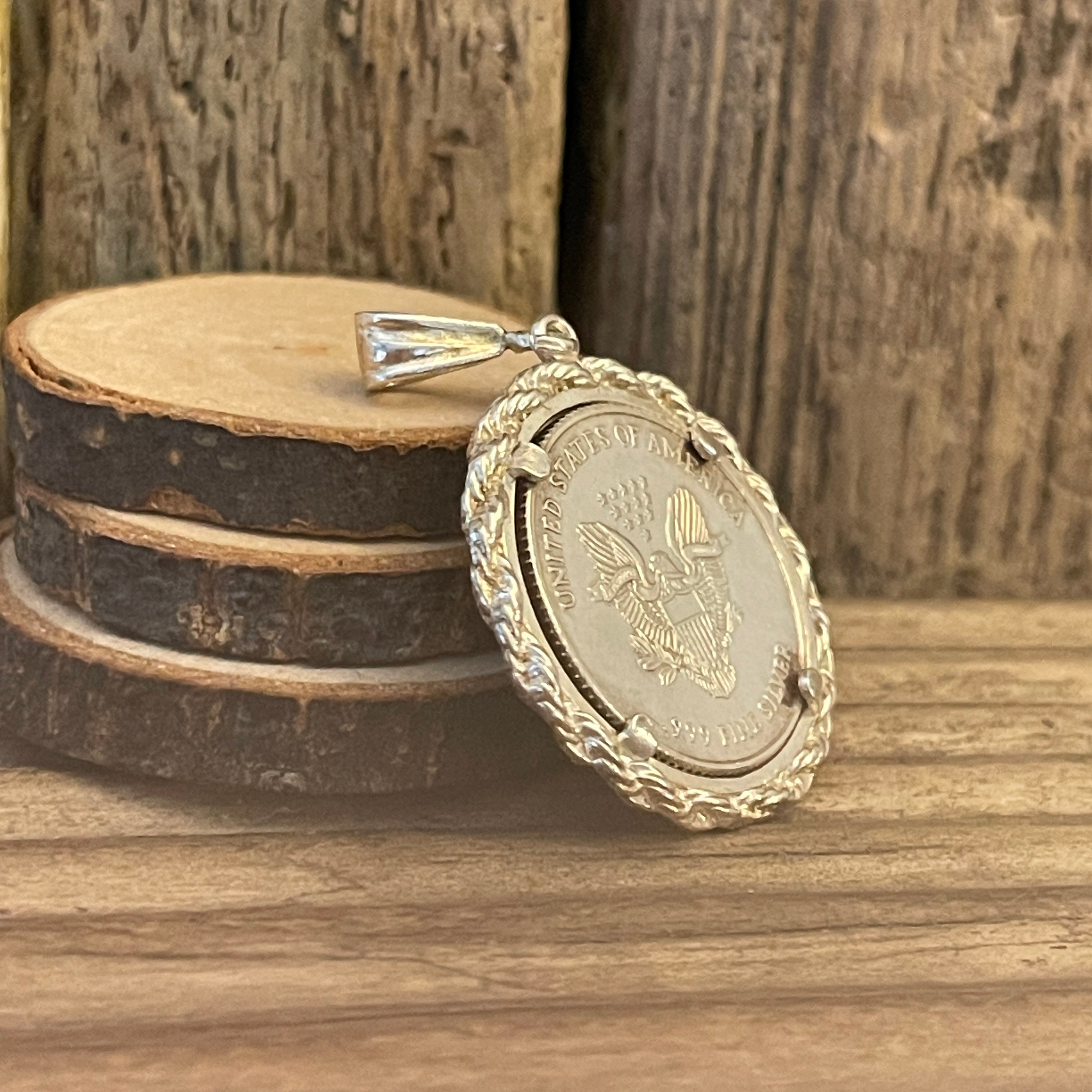 Rare USA Liberty Fine 0.999 Silver 2000 Coin Pendant | Luck