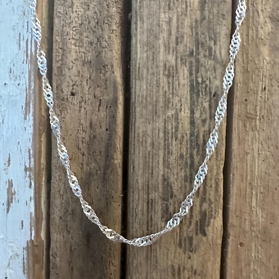 Vintage Solid Silver Twist Link Necklace, 1995 Hallmarked 925 