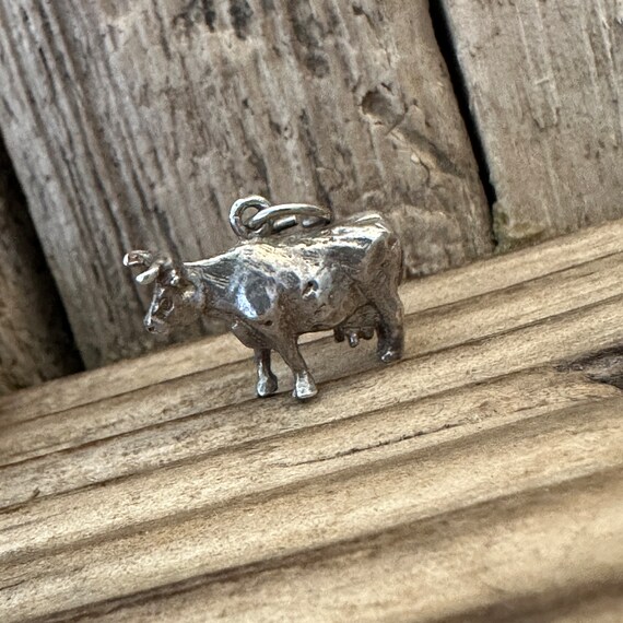 Vintage Solid Silver Dairy Cow Charm | Milk Beef … - image 4