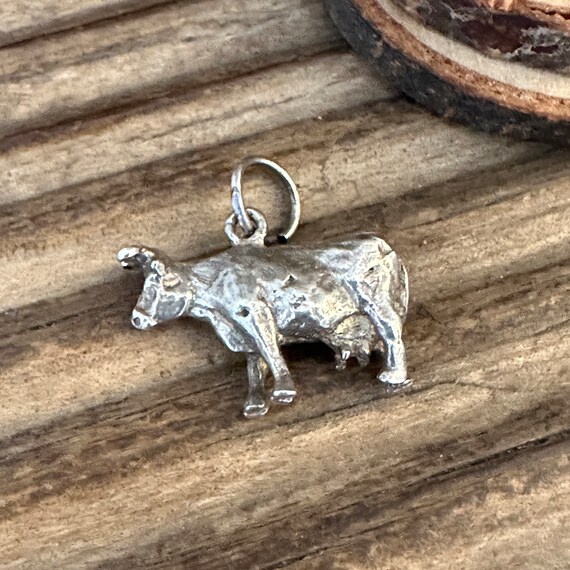Vintage Solid Silver Dairy Cow Charm | Milk Beef … - image 6