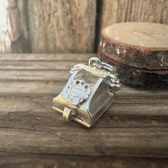 Vintage Solid Silver Opening Telephone Charm, Tra… - image 3