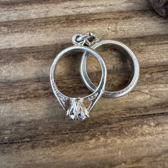 Vintage Solid Silver Bridal Rings Charm | Mini So… - image 4