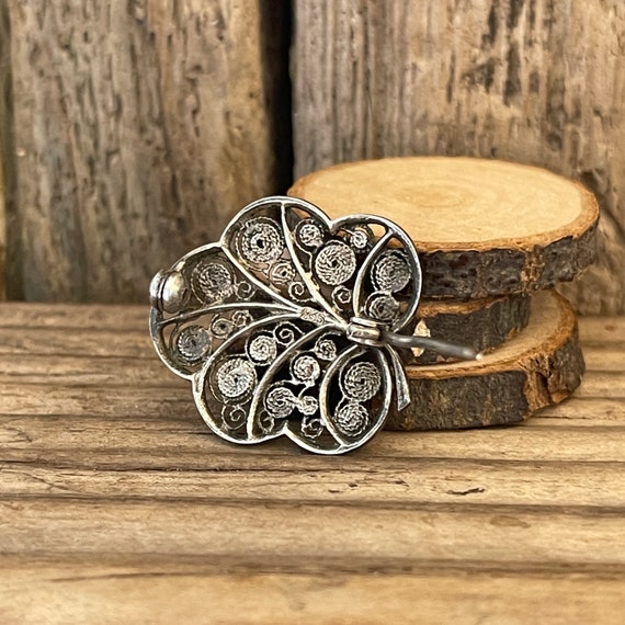 Vintage Solid Silver Leaf Brooch | Hallmarked 835… - image 5