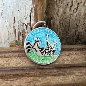 Vintage Solid Silver Enamel Barbados Coat Arms Charm, Caribbean Island, Vacation Honeymoon Souvenir Necklace Bracelet Pendant Gift