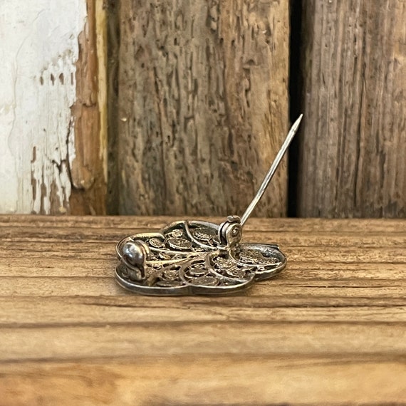 Vintage Solid Silver Leaf Brooch | Hallmarked 835… - image 6