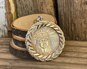 Rare USA Liberty Fine 0.999 Silver 2000 Coin Pendant | Luck Wealth Freedom Charm Talisman | Patriotic American Millennium | Bullion Gift Her
